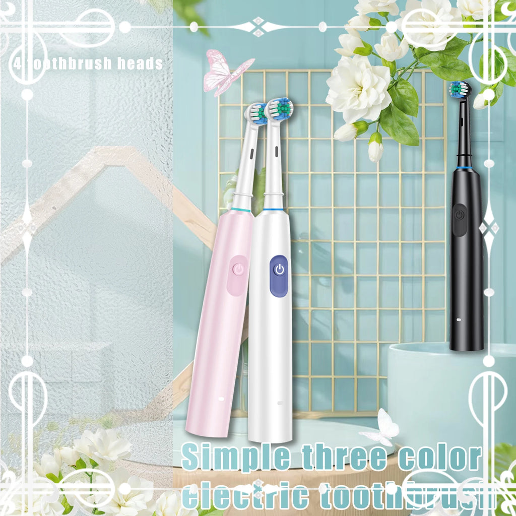 Morning Renewal -360 ° Rotating Electric Toothbrush, Adult Timer 5-mode Rechargeable Toothbrush, 4 replaceable brush heads elect