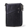 RFID Card Holder Wallet for Men Genuine Leather Small Money Bag Luxury Double Zipper Coin Pocket Quality Male Clutch Carteira