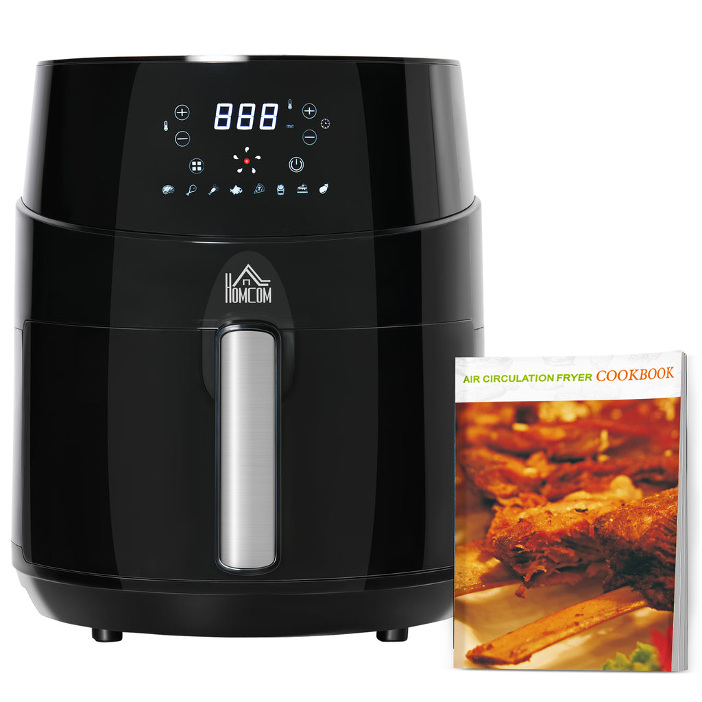 DodiOnline Air Fryer, 1500W 4.5L Air Fryer Oven with Digital Display, Rapid Air Circulation, Adjustable Temperature, Timer and Nonstick Basket for Oil Less or Low Fat Cooking, Black