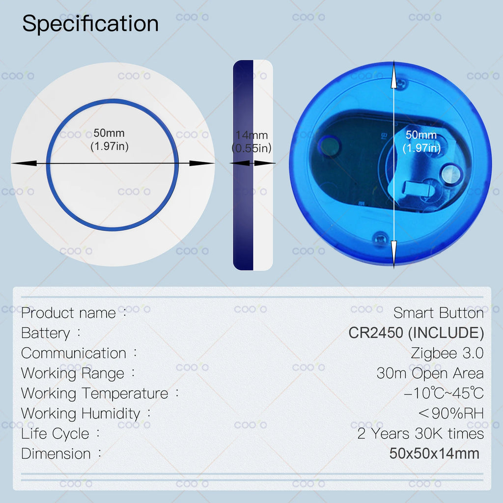 Tuya ZigBee Push Button Wireless Hand -Remoter Scene Switch Controller Battery Powered Automation App Control Device Support Z2M