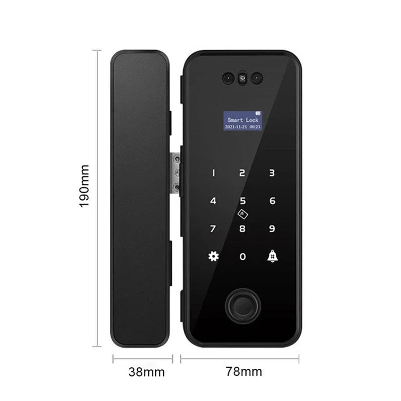 3D Face Recognition Smart Lock Infrared Sensor Tuya APP WIFI Biometric Electronic Fingerprint Unlock Glass Door Lock Office Door
