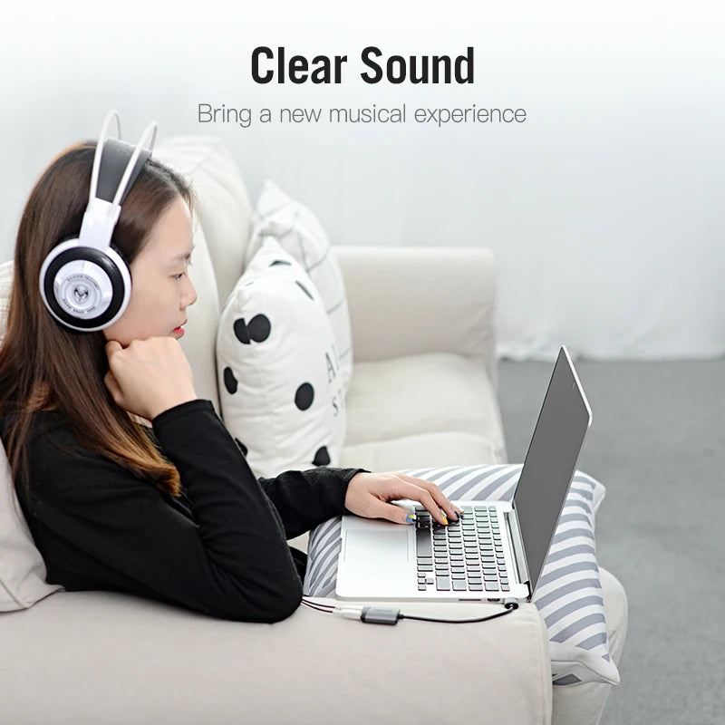 Vention USB External Sound Card USB to 3.5mm Audio Adapter with Microphone for PC Laptop MacBook PS5 Gaming Headset Sound Card