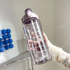 2L Water Bottle With Straw Large Capacity Sports Water Bottle Travel Fitness Sports Portable Drinking Bottles With Time Marker