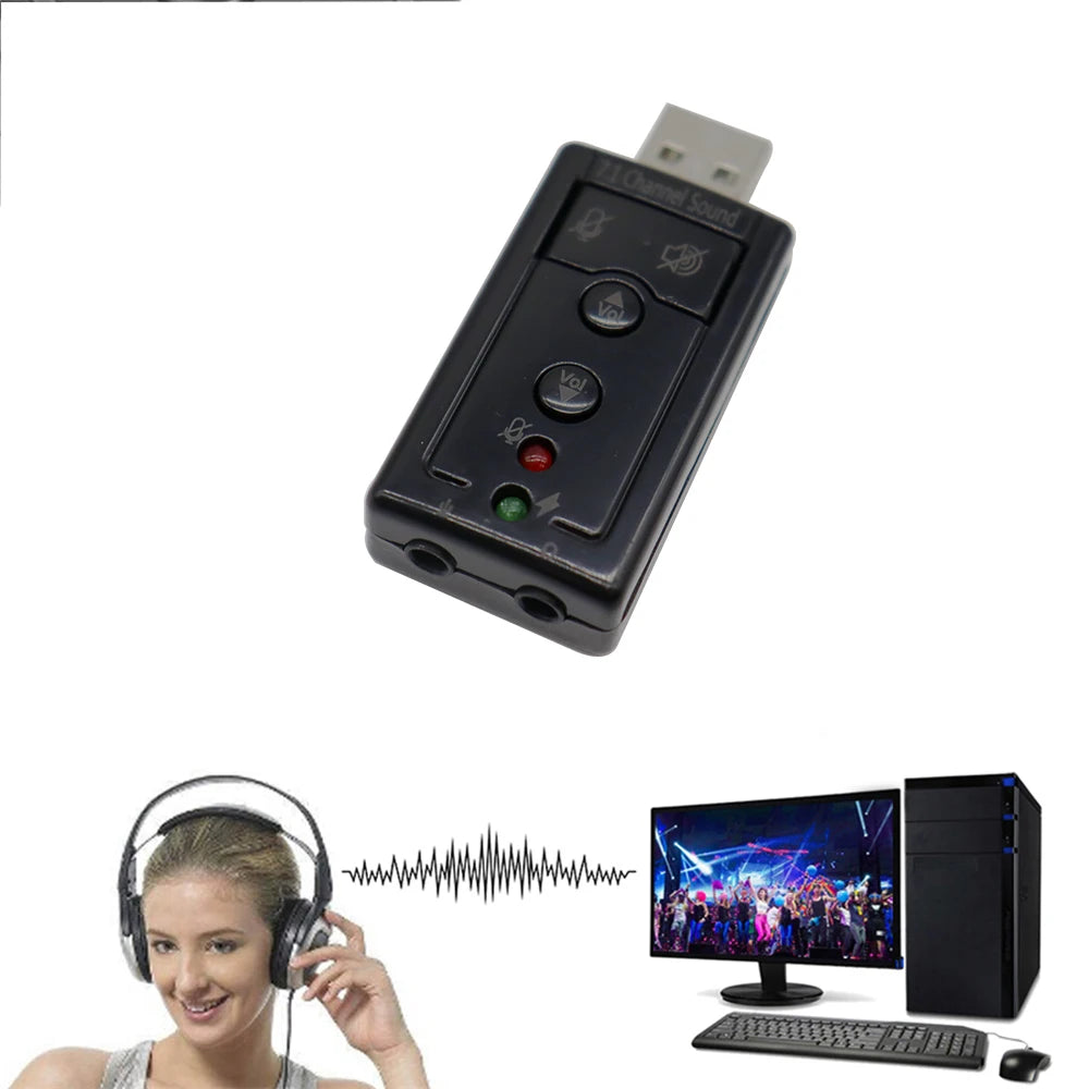 7.1 USB Stereo Audio Adapter Mini External Sound Card for Windows XP/2000/Vista/7 USB Audio Adapter for PC and Laptop