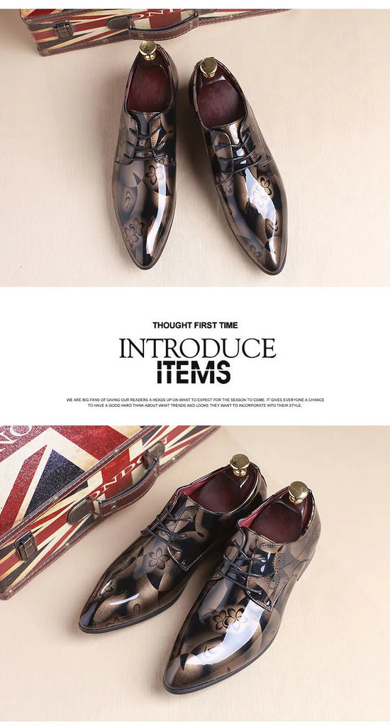 Luxury Mens Leather Shoes Retro Carved Lace-up Brogue Oxford Wedding Men Dress Shoes Male Formal Business Gentleman Office Shoes