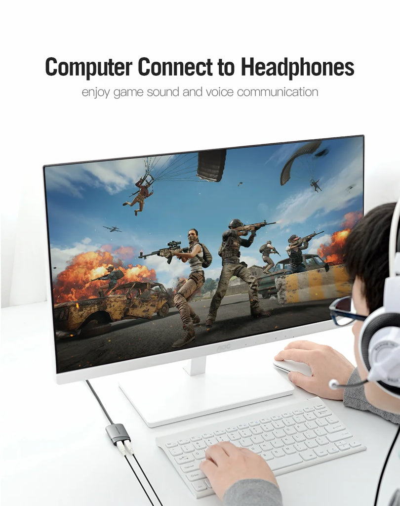 Vention USB External Sound Card USB to 3.5mm Audio Adapter with Microphone for PC Laptop MacBook PS5 Gaming Headset Sound Card