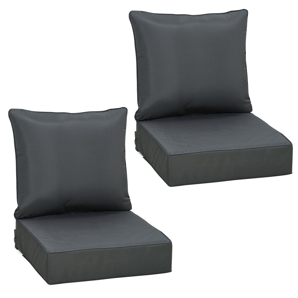 DodiOnline Outdoor Seat and Back Cushion Sets, 63L x 55W x 15Dcm Olefin Patio Deep Seating Chair Fade Resistant Replacement Cushion for Rattan Sofa, Indoor or Outdoor Furniture, Dark Grey