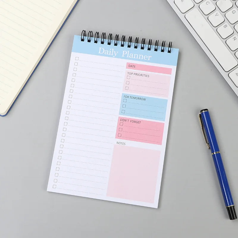 52 Sheets Undated To Do List Notebook Spiral Notepad Daily Planning Hourly Scheduling Notebook School Supplies Stationery