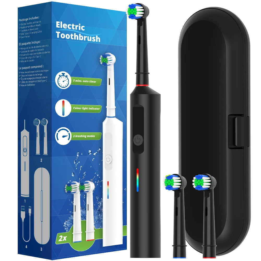 Intelligent Rotating Electric Toothbrush, Rechargeable Rotary Toothbrush Compatible with Oral B Replacement Electric Brush Heads