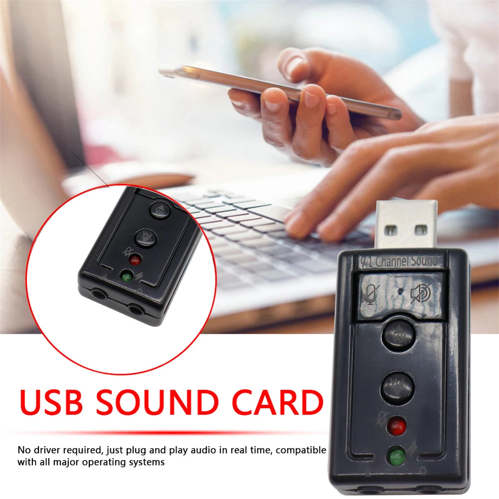 7.1 USB Stereo Audio Adapter Mini External Sound Card for Windows XP/2000/Vista/7 USB Audio Adapter for PC and Laptop