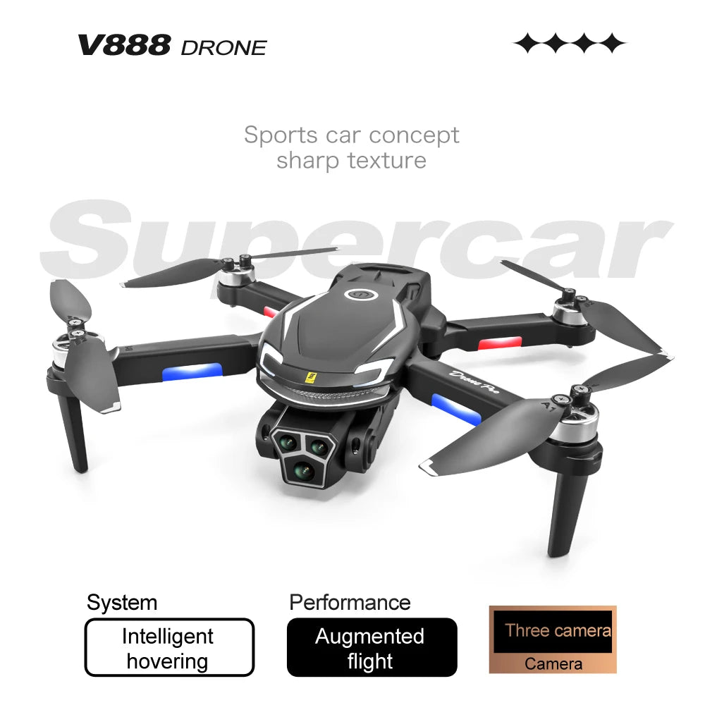 Xiaomi V888 Drone 8K Aerial HD Triple Camera Professional Obstacle Avoidance Optical Flow Positioning Brushless Power GPS Drone