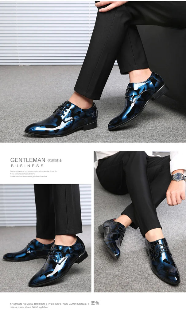 Men's plus size pointed British men's formal single shoes, business leather shoes