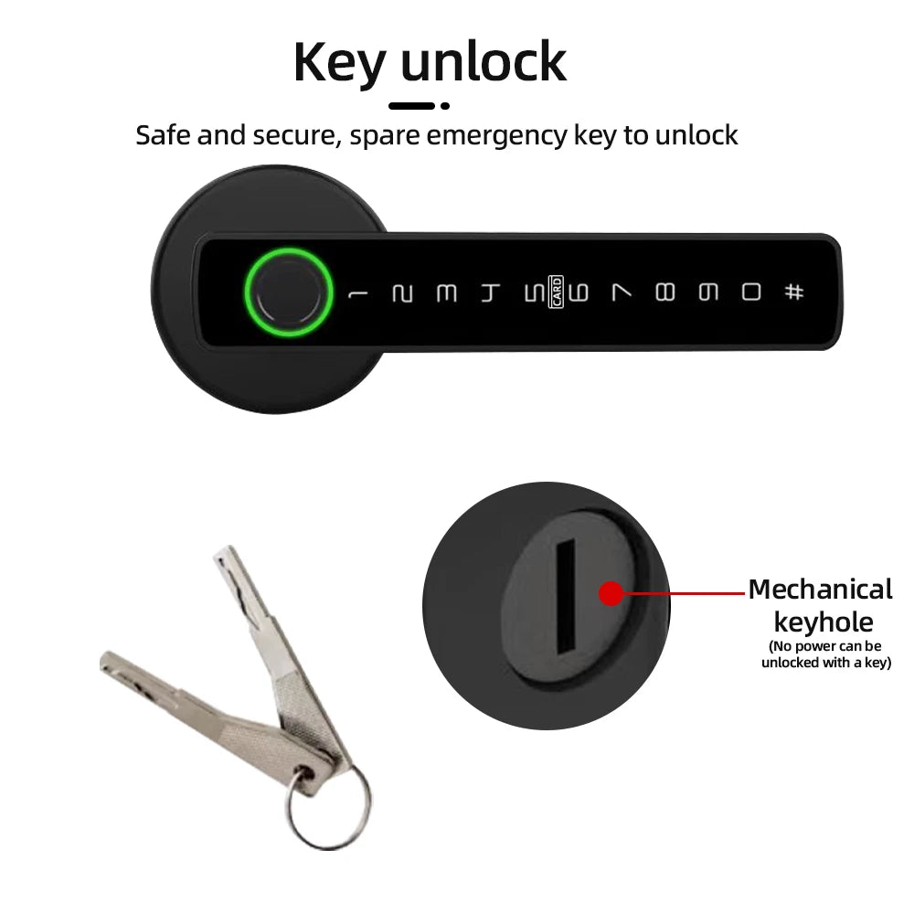 RAYKUBE US Free Delivery Tuya BLE Smart Fingerprint Door Lock Electronic Lock with Password/Key/Card/Tuya APP Unlock