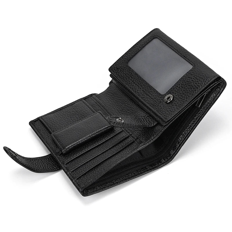 Retro anti-theft leather men's wallet male clip purse wallet casual style short purse cowhide retro luxury business card holder