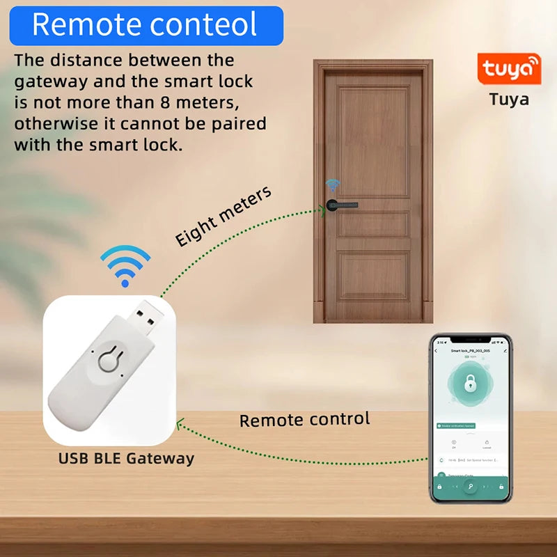 Tuya Handle Fingerprint Key Card Digital Smart Door Lock Keypad Key Entry electronic lock Home House 9 languages audio playback