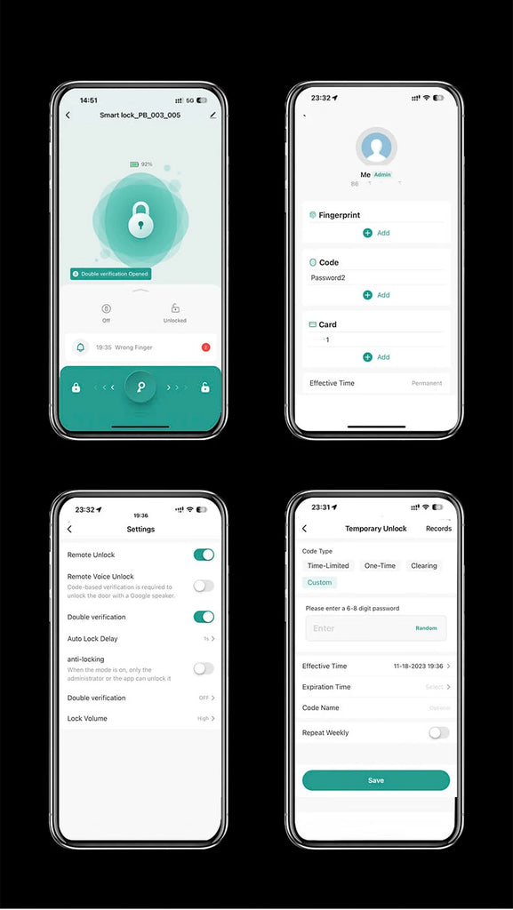 RAYKUBE US Free Delivery Tuya BLE Smart Fingerprint Door Lock Electronic Lock with Password/Key/Card/Tuya APP Unlock