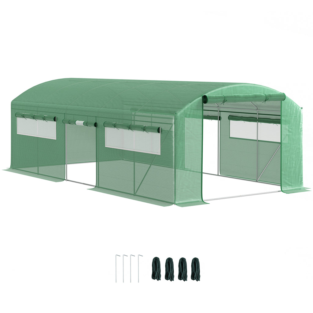 DodiOnline 19 x 9.8ft Walk-In Polytunnel Greenhouse - Green