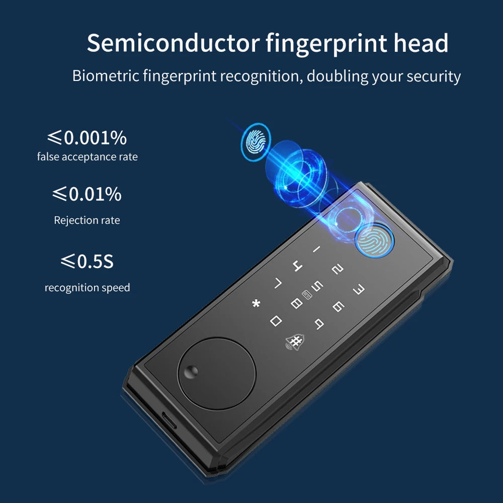Smart Deadbolt Lock Tuya APP Wifi Keyless IC Card Fingerprint Keypad Digital Remote Unlock Dead Bolt Cylinder door Lock For Home