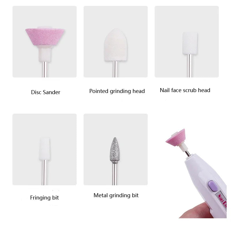 Nail Polisher MINI Electric Nail Drill Kit Manicure Pedicure Grinding Polishing Nail Art Sanding File Pen Tools Machine