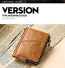 RFID Card Holder Wallet for Men Genuine Leather Small Money Bag Luxury Double Zipper Coin Pocket Quality Male Clutch Carteira