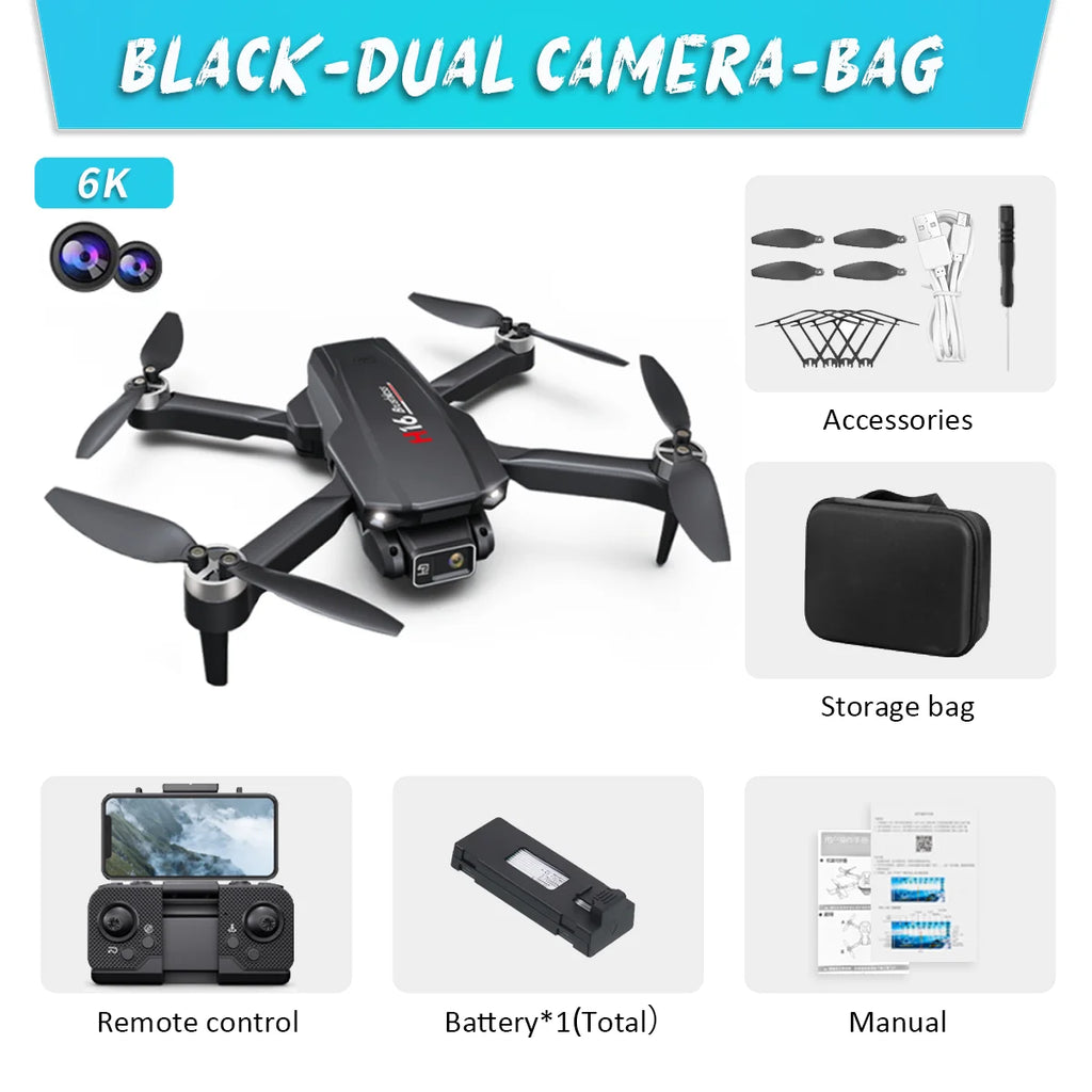 KBDFA New Drone H16 GPS Professional Dual Camera Dron Quadcopter Brushless Aerial Photography Laser Obstacle Avoidance RC Toy