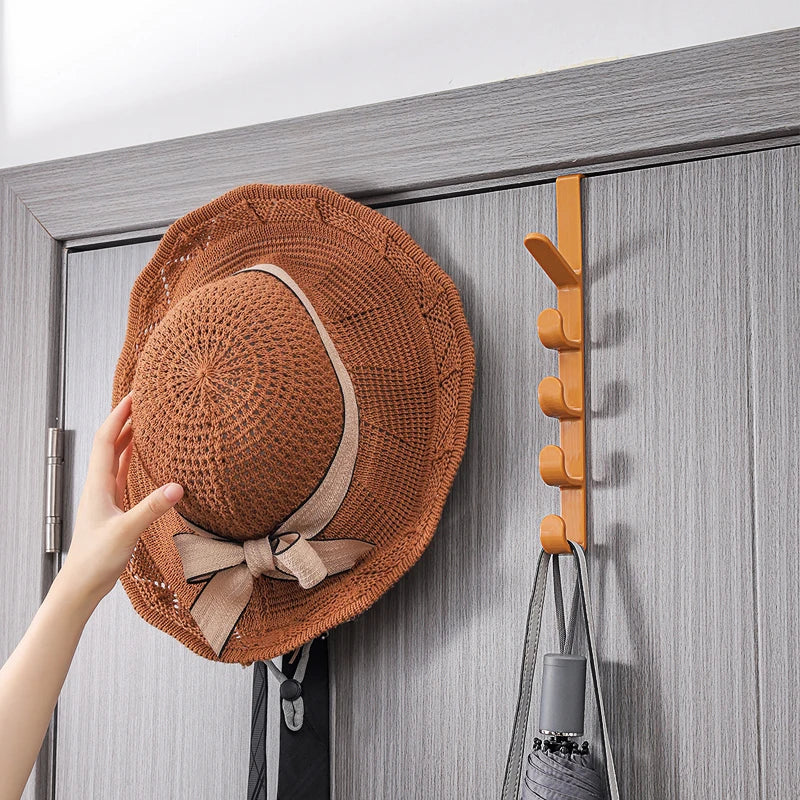 Houseeker 6 Hooks Hat Holder L Shaped Baseball Cap Storage Rack Wall Mount Hat Belt Organizer Hooks