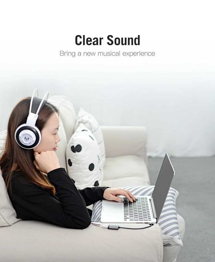 Vention USB External Sound Card USB to 3.5mm Audio Adapter with Microphone for PC Laptop MacBook PS5 Gaming Headset Sound Card