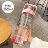 2L Water Bottle With Straw Large Capacity Sports Water Bottle Travel Fitness Sports Portable Drinking Bottles With Time Marker