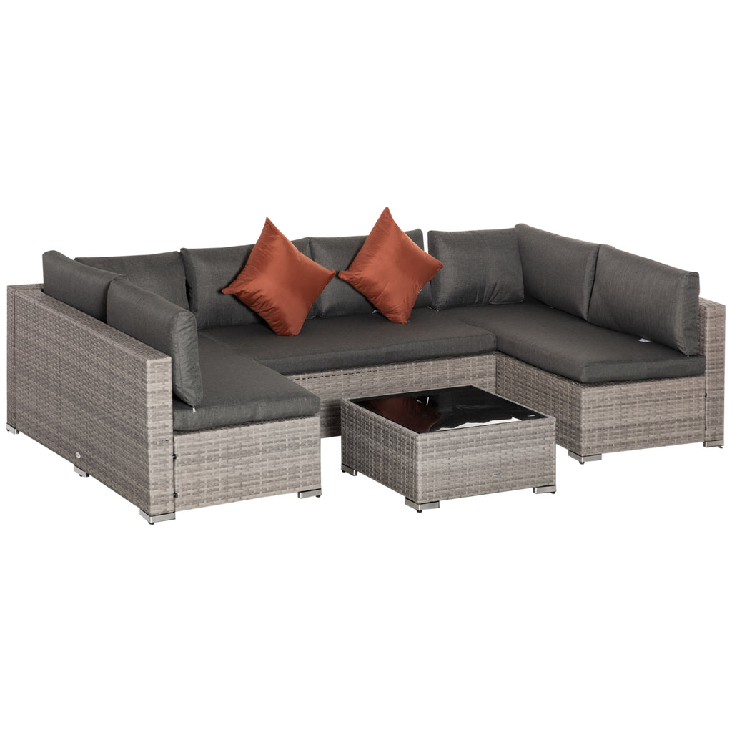 DodiOnline Four-Piece Half-Square Rattan Sofa Set - Mixed Grey
