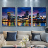 3pcs, Frameless Canvas Posters, Abstract London City Landscape Night Scene Illustrations, Canvas Wall Art, Art Wall Painting Gif