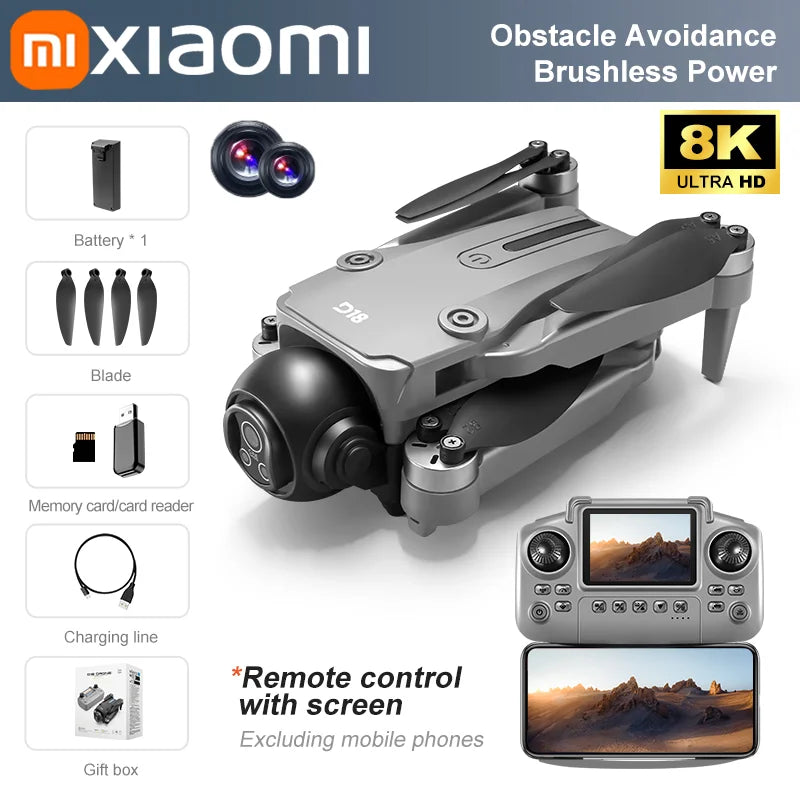 Xiaomi D18 Drone 8K Aerial HD Dual Camera Photography Intelligent Obstacle Avoidance Brushless Power 5G WIFI GPS Return VR Drone