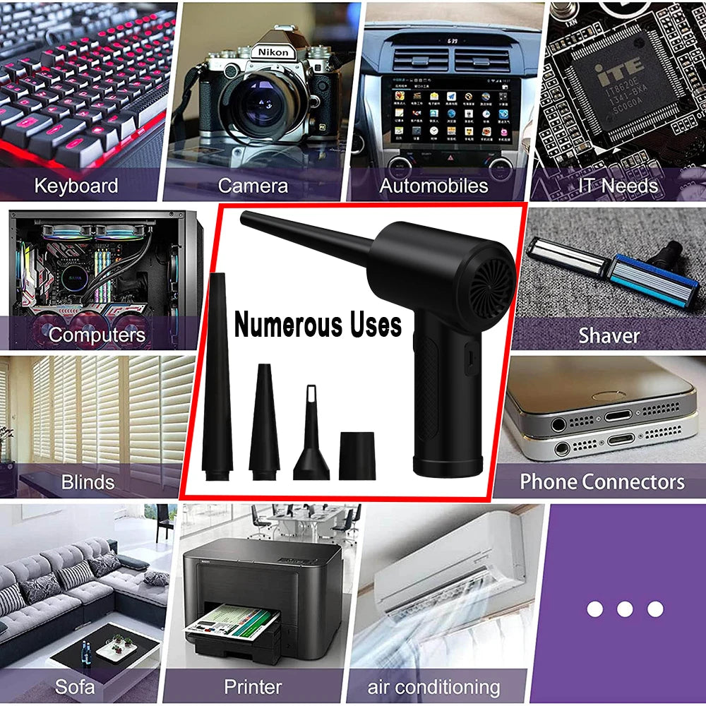 Compressed Air Duster For Computer Keyboard 51000 RPM Mini Electric Cordless PC Car Cleaner Wireless Air Blower