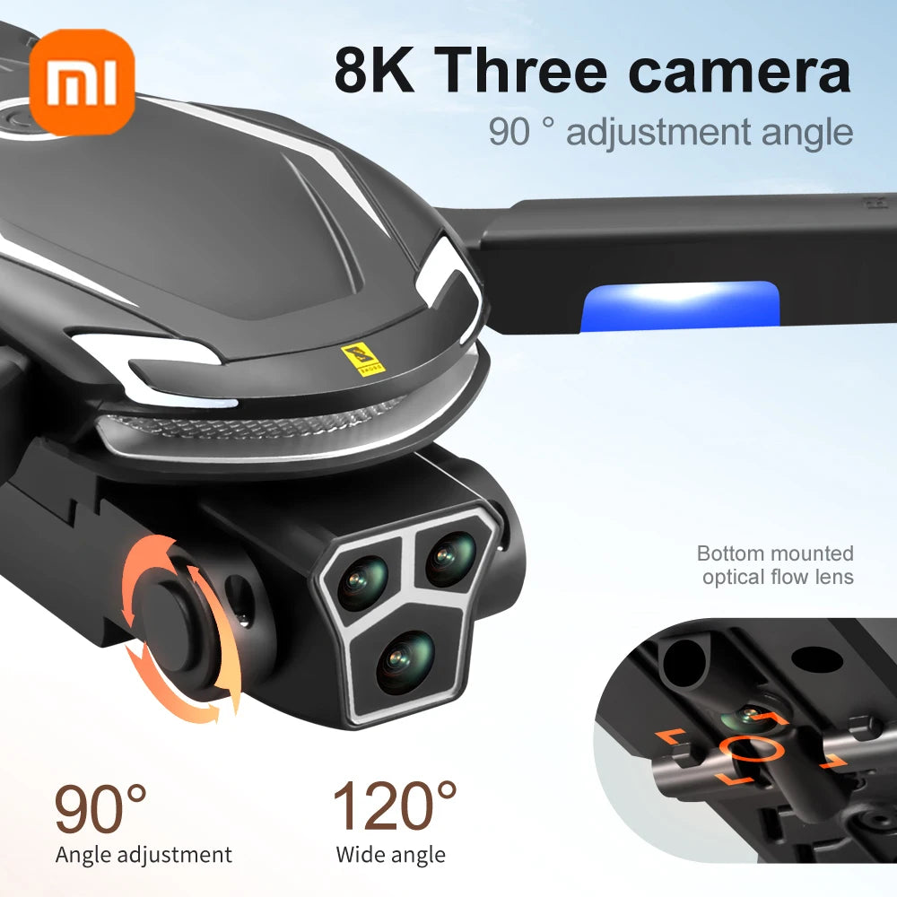 Xiaomi V888 Drone 8K Aerial HD Triple Camera Professional Obstacle Avoidance Optical Flow Positioning Brushless Power GPS Drone