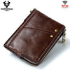 RFID Card Holder Wallet for Men Genuine Leather Small Money Bag Luxury Double Zipper Coin Pocket Quality Male Clutch Carteira