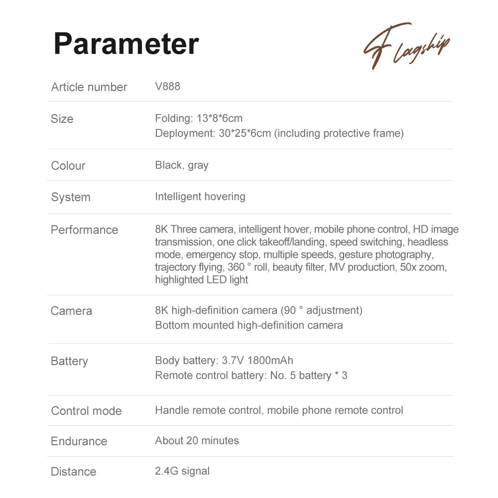 Xiaomi V888 Drone 8K Aerial HD Triple Camera Professional Obstacle Avoidance Optical Flow Positioning Brushless Power GPS Drone