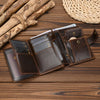 Retro anti-theft leather men's wallet male clip purse wallet casual style short purse cowhide retro luxury business card holder