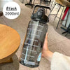 2L Water Bottle With Straw Large Capacity Sports Water Bottle Travel Fitness Sports Portable Drinking Bottles With Time Marker