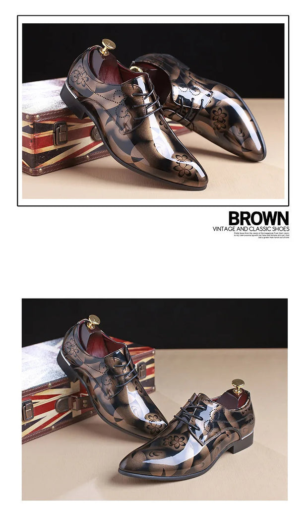 Luxury Mens Leather Shoes Retro Carved Lace-up Brogue Oxford Wedding Men Dress Shoes Male Formal Business Gentleman Office Shoes