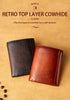 Dante Retro Three Fold Genuine Leather Men's Wallet with Anti-Theft Card Swiping Head Layer Cowhide Wallets Multiple Card Slot