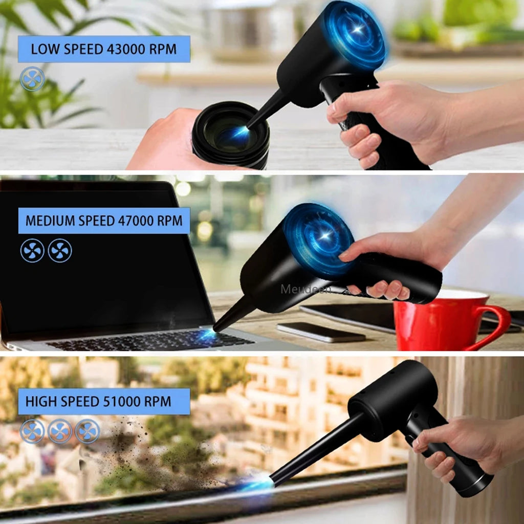 Compressed Air Duster For Computer Keyboard 51000 RPM Mini Electric Cordless PC Car Cleaner Wireless Air Blower