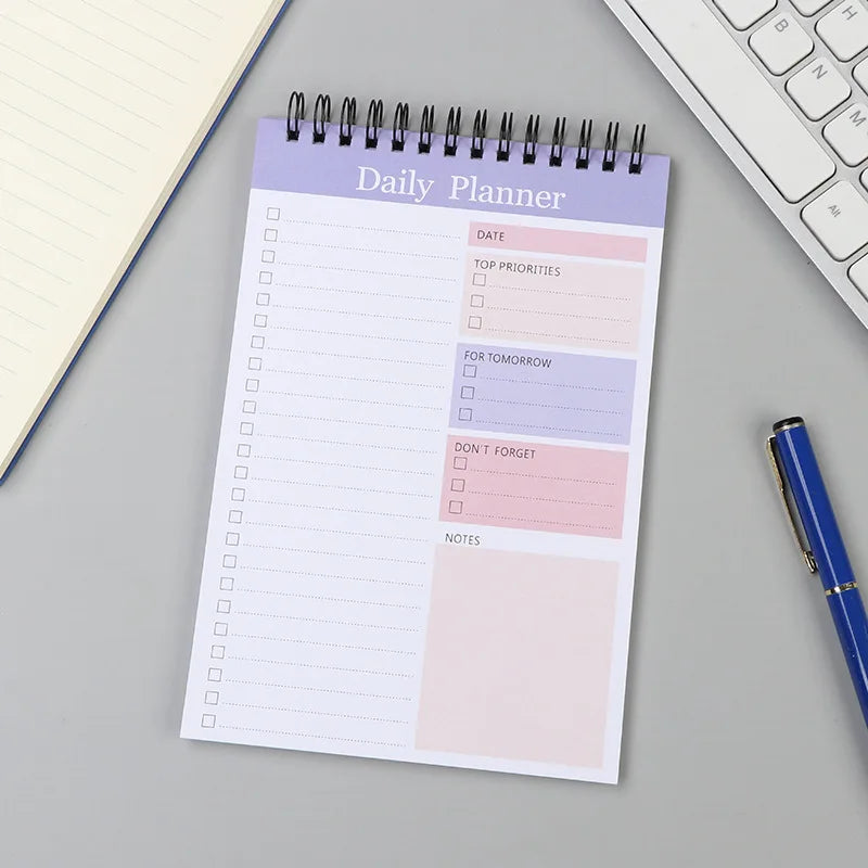 52 Sheets Undated To Do List Notebook Spiral Notepad Daily Planning Hourly Scheduling Notebook School Supplies Stationery