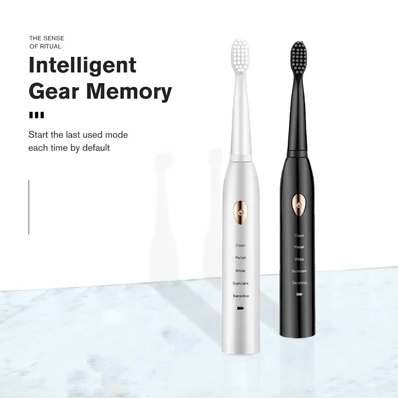 Electric Toothbrush 5-gear Mode USB Charging 4 colors IPX7 Waterproof Ultrasonic Rechargeable Soft Hair Toothbrush Adult Classic