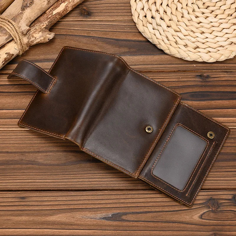 Retro anti-theft leather men's wallet male clip purse wallet casual style short purse cowhide retro luxury business card holder