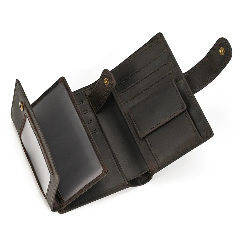 Retro anti-theft leather men's wallet male clip purse wallet casual style short purse cowhide retro luxury business card holder