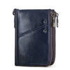 RFID Card Holder Wallet for Men Genuine Leather Small Money Bag Luxury Double Zipper Coin Pocket Quality Male Clutch Carteira