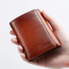 Dante Retro Three Fold Genuine Leather Men's Wallet with Anti-Theft Card Swiping Head Layer Cowhide Wallets Multiple Card Slot