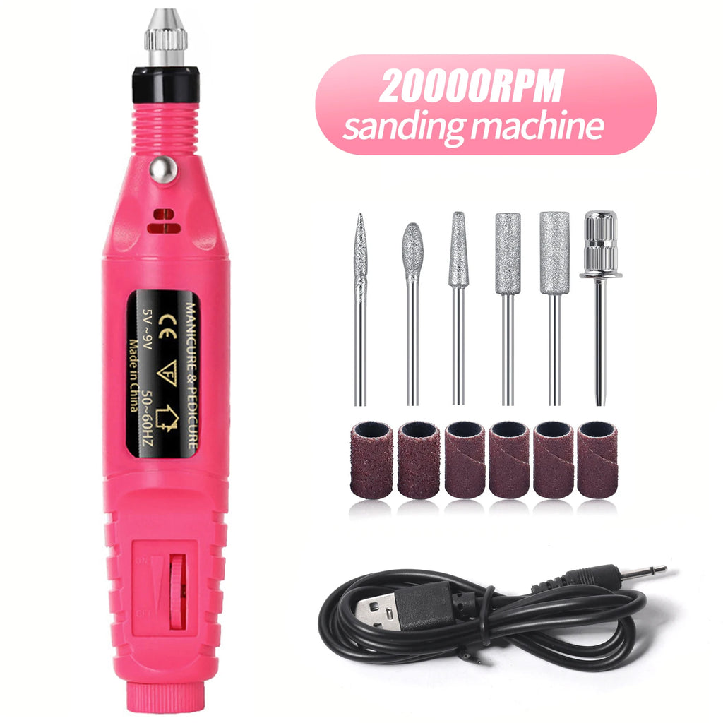 6 Color Portable Nail Polishing Machine NEW Nail Drill Machine Electric Nail Sander Nail Accessories Milling Cutter For Manicure