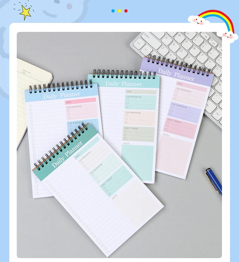 52 Sheets Undated To Do List Notebook Spiral Notepad Daily Planning Hourly Scheduling Notebook School Supplies Stationery