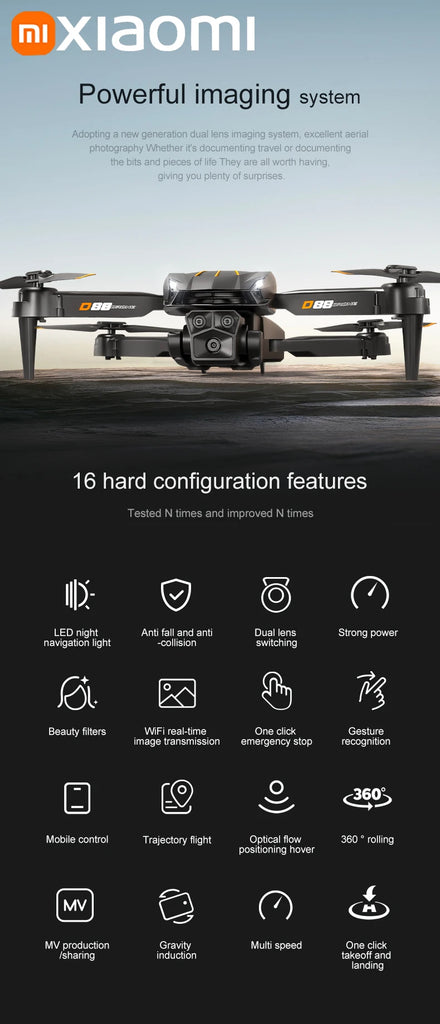 Xiaomi D88 Drone 8K Aerial HD Dual Camera Photography Intelligent Obstacle Avoidance Brushless Motor 5G WIFI GPS Return VR Drone