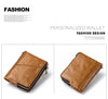 RFID Card Holder Wallet for Men Genuine Leather Small Money Bag Luxury Double Zipper Coin Pocket Quality Male Clutch Carteira